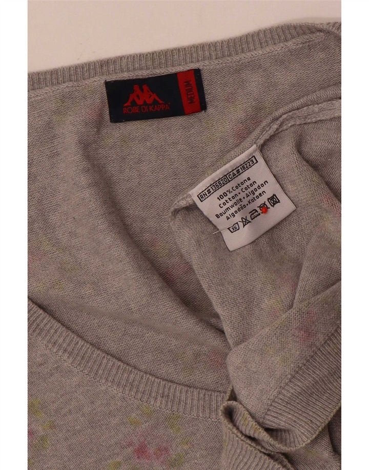 Kappa Damen-Strickjacke mit abstraktem Muster, UK 14, mittelgraue Baumwolle