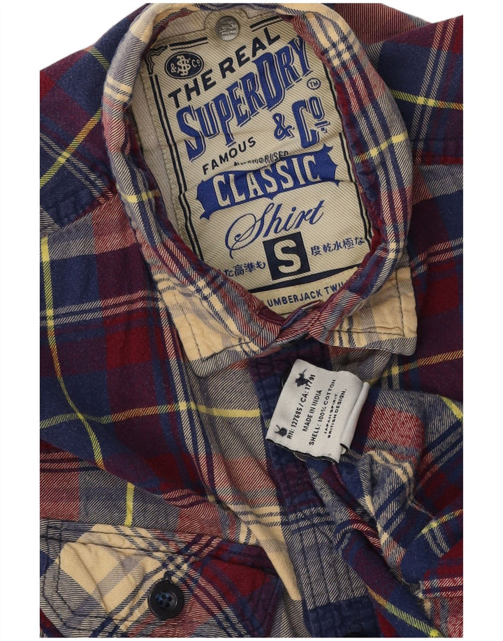Superdry Herren-Flanellhemd, klein, mehrfarbig, kariert, Baumwolle
