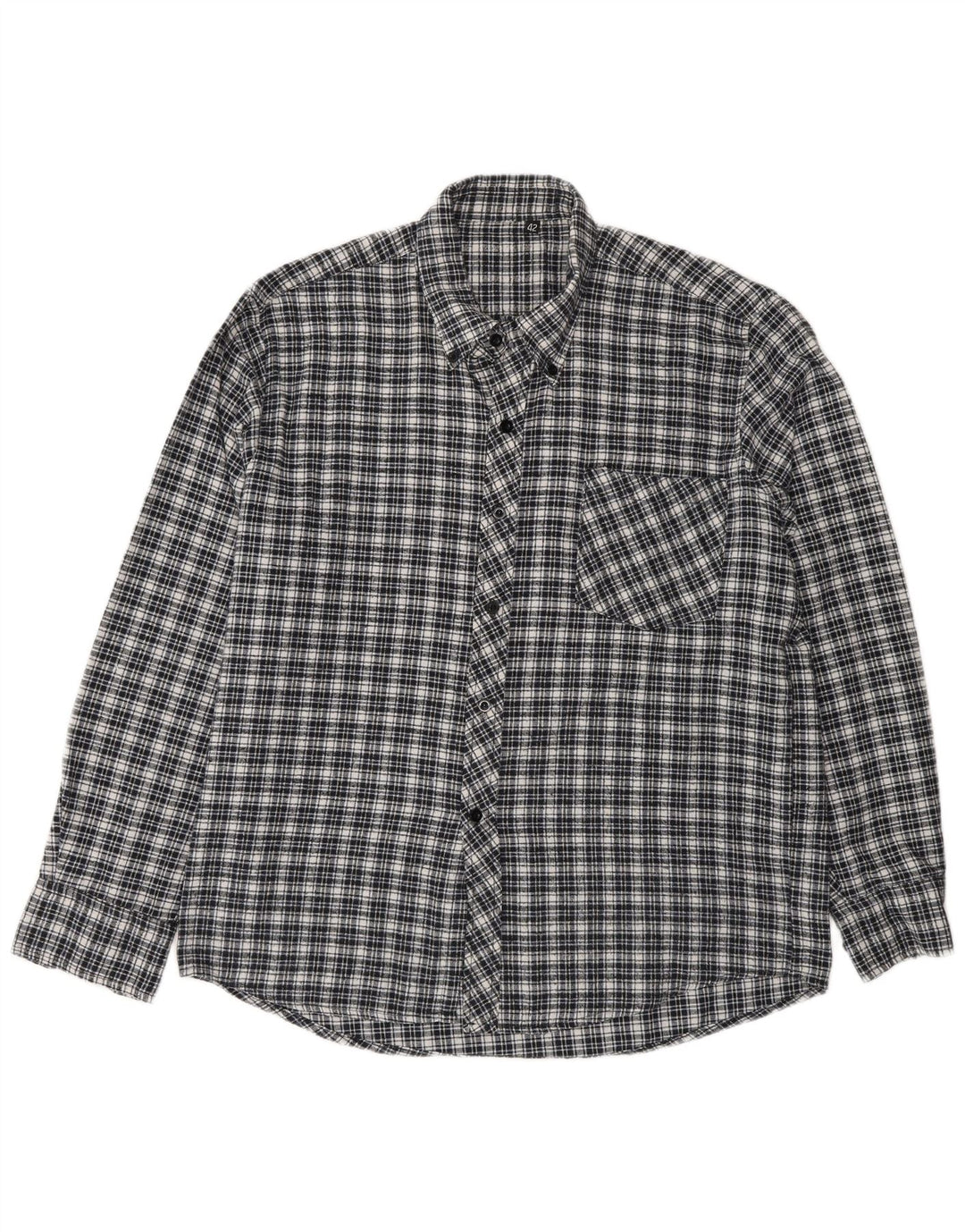 Vintage Herren Flanellhemd Größe 42 Große marineblau karierte Baumwolle