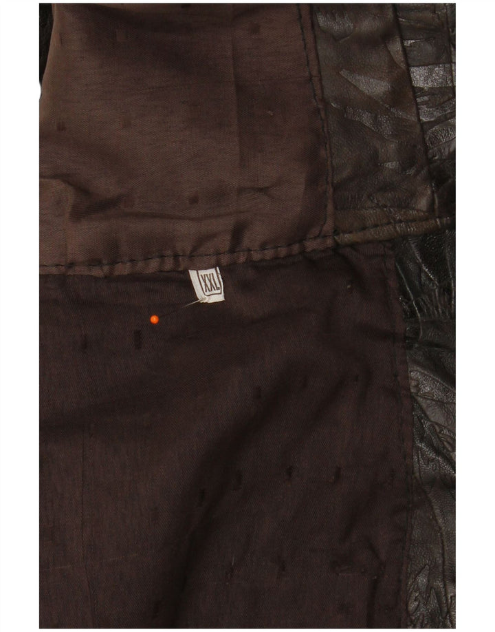VINTAGE Herren Lederweste 2XL Braun Patchwork