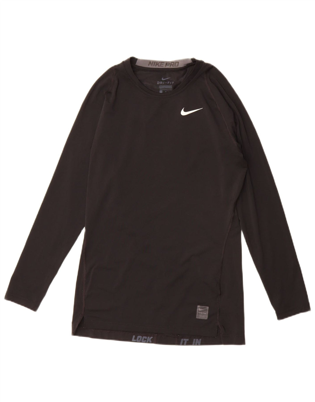 NIKE Herren Dri Fit Graphic Top Langarm Mittelschwarzes Polyester