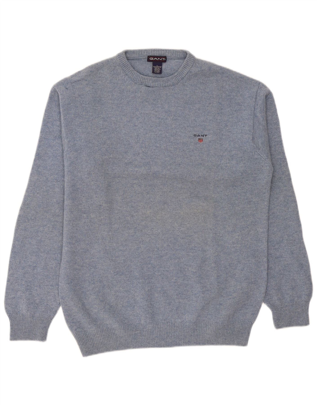 Gant Herren-Pullover mit Rundhalsausschnitt, groß, blaue Lammwolle