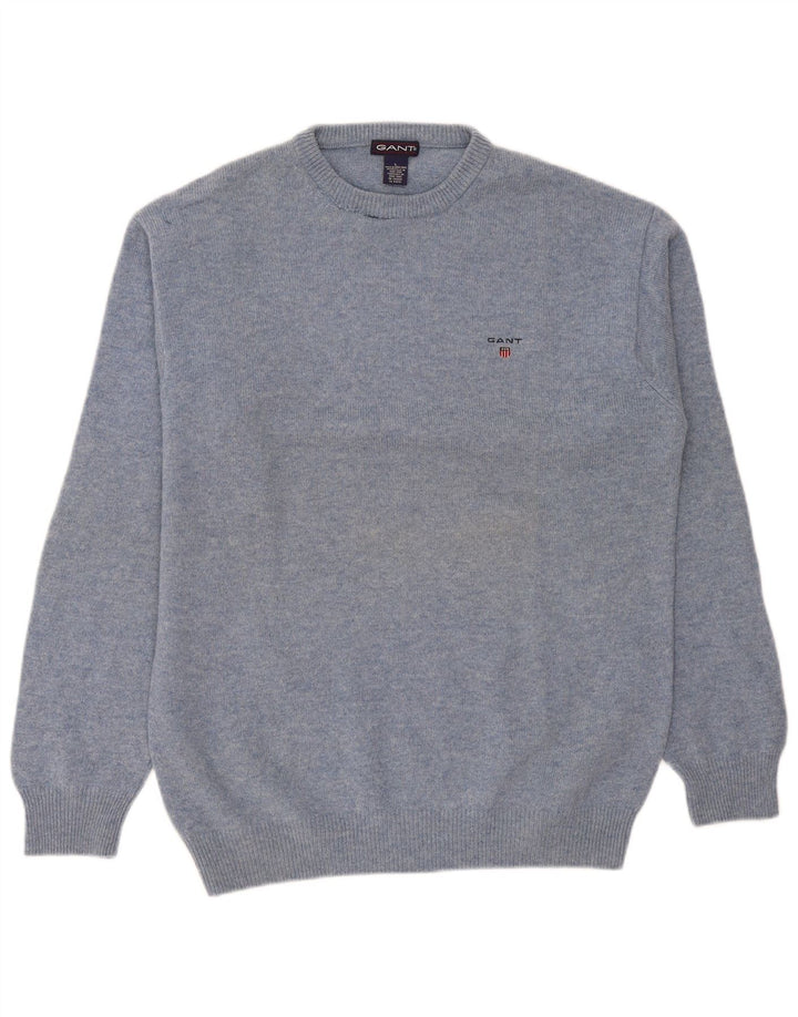 Gant Herren-Pullover mit Rundhalsausschnitt, groß, blaue Lammwolle
