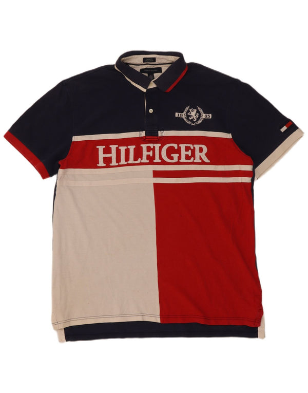 Tommy Hilfiger Herren-Poloshirt mit grafischer Passform, XL, Marineblau, Farbblock