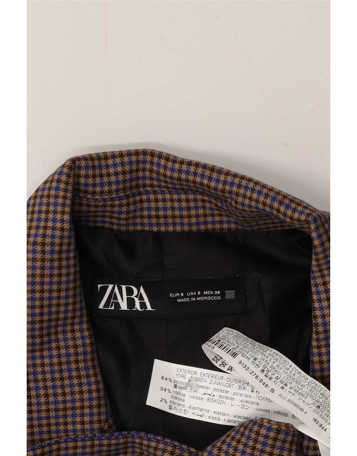 Zara Damen-Blazer in Übergröße, Gr. 10, Größe S, mehrfarbig, Hahnentrittmuster
