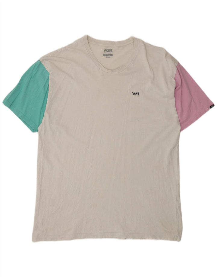 Vans Herren-T-Shirt mit klassischer Passform, 2XL, Weiß, Farbblock