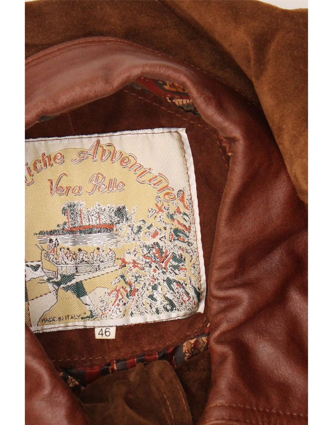 Vintage Herren Loose Fit Wildlederjacke IT 46 Kleines braunes Leder