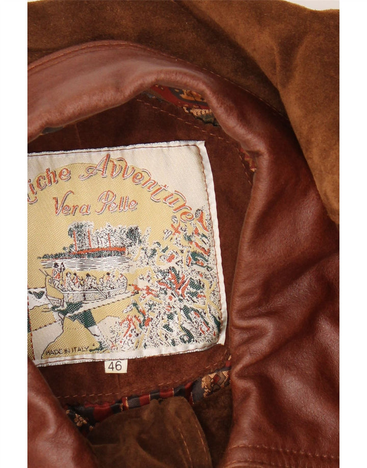 Vintage Herren Loose Fit Wildlederjacke IT 46 Kleines braunes Leder