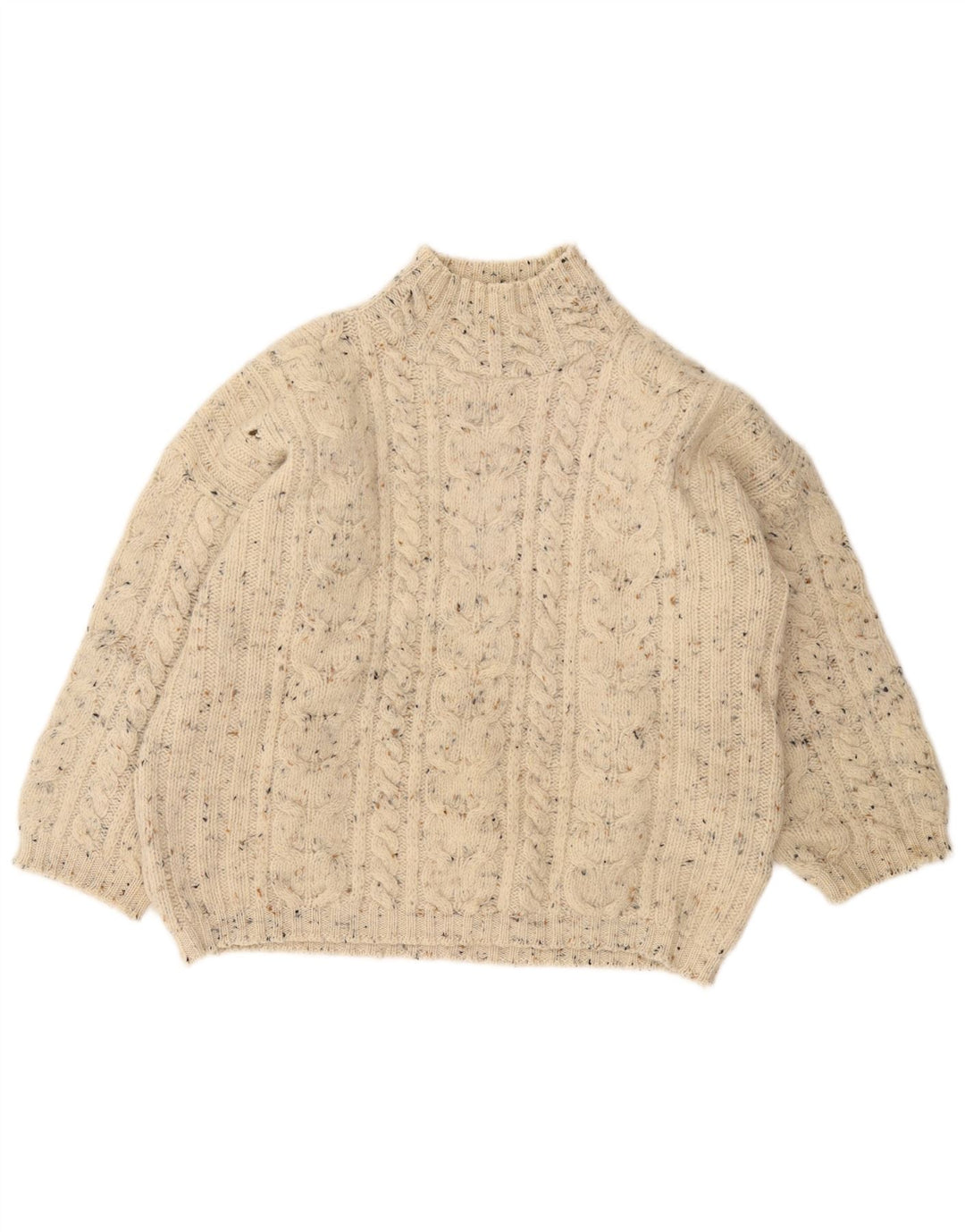 VINTAGE Damen Rollkragenpullover Pullover UK 18 XL Off White Flecked