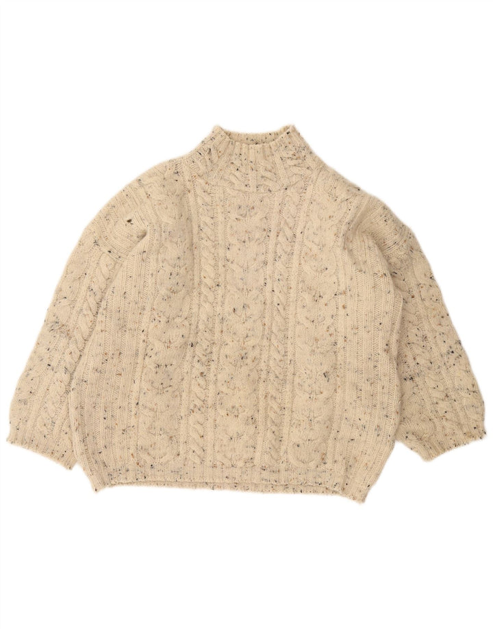 VINTAGE Damen Rollkragenpullover Pullover UK 18 XL Off White Flecked