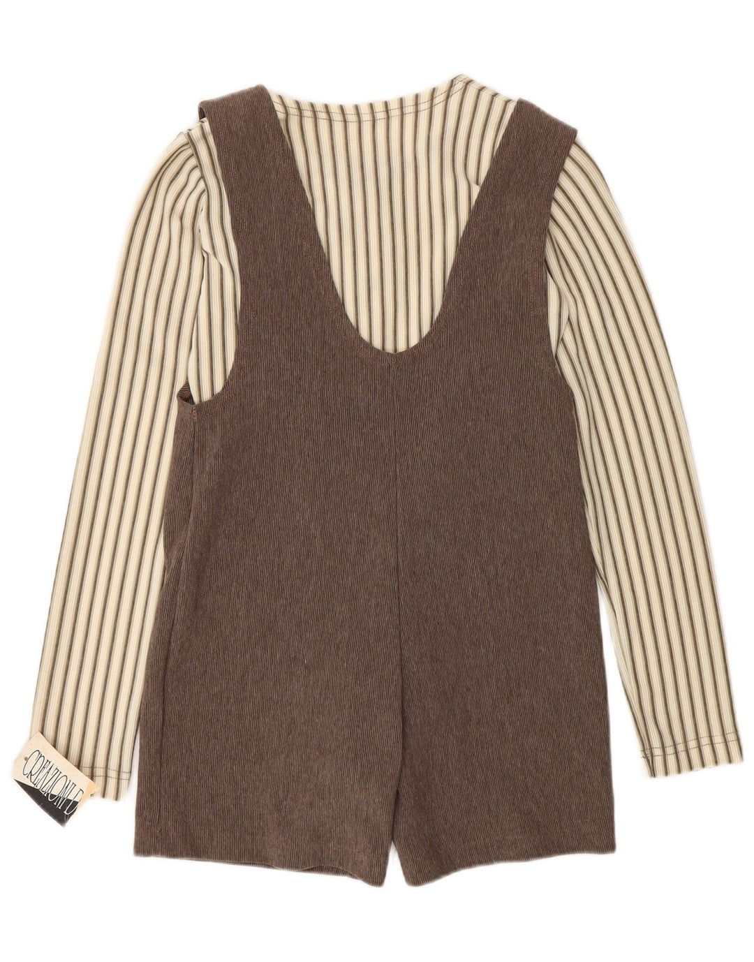 Vintage Damen 2-teiliges Set UK 12 Mittelbraun gestreift