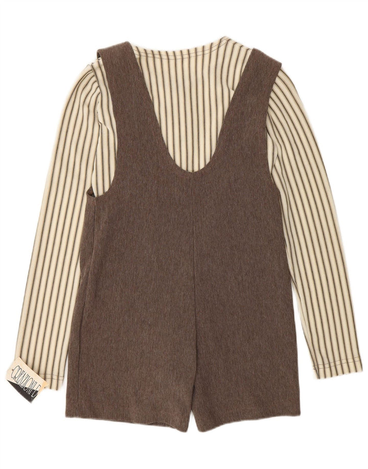 Vintage Damen 2-teiliges Set UK 12 Mittelbraun gestreift