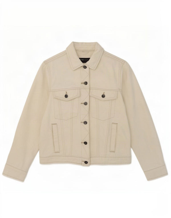 Marks & Spencer Damen Jeansjacke UK 8 Small Weiße Baumwolle