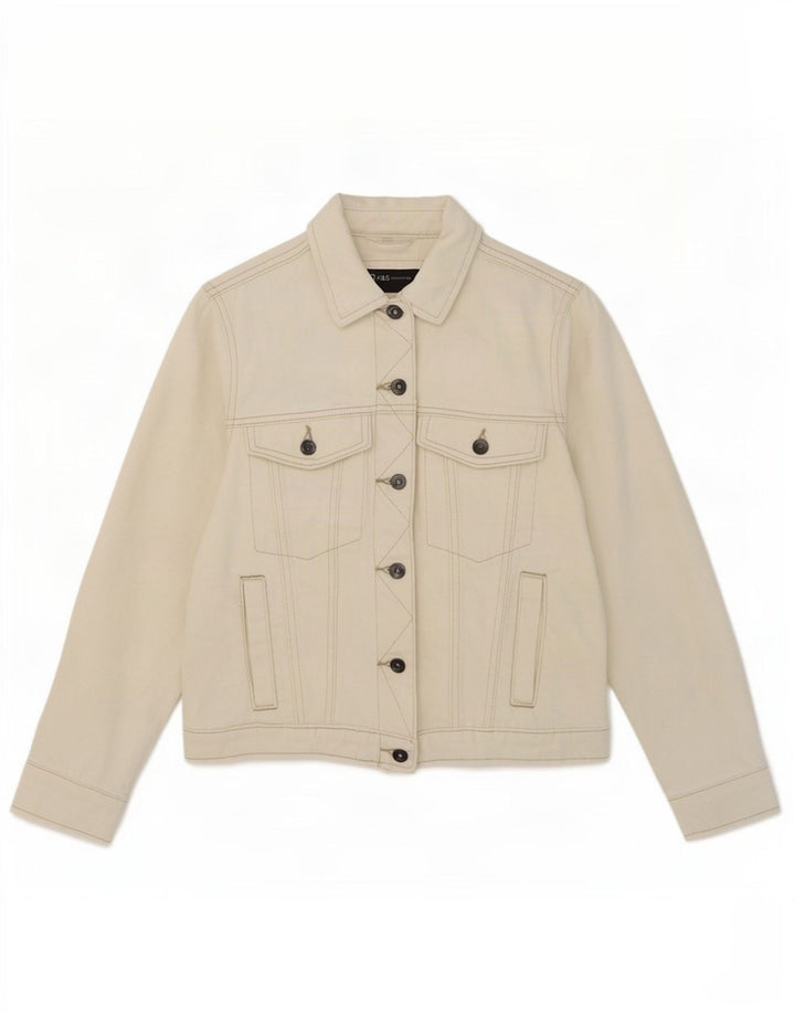 Marks & Spencer Damen Jeansjacke UK 8 Small Weiße Baumwolle