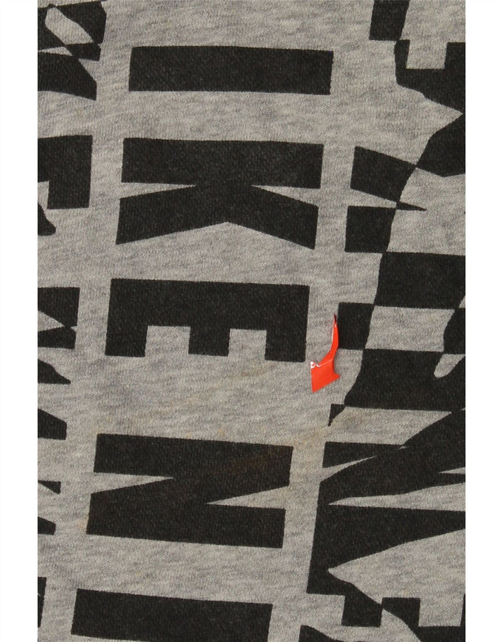 NIKE Damen Grafik-Sweatshirt-Pullover UK 14 Mittelgraue Baumwolle