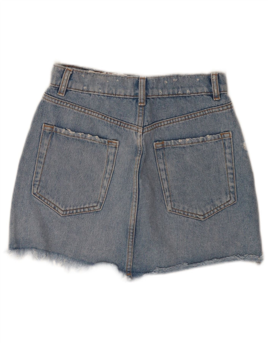 Zara Damen Denim-Shorts im Used-Look, Größe S, W26, Blau