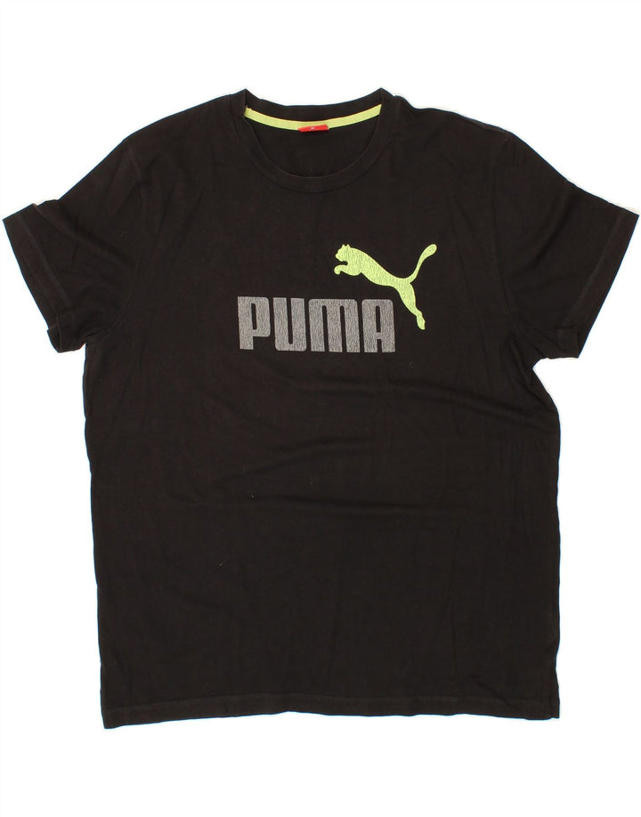 PUMA Mens Graphic T-Shirt Top XL Black Vintage Puma and Second-Hand Puma from Messina Hembry 