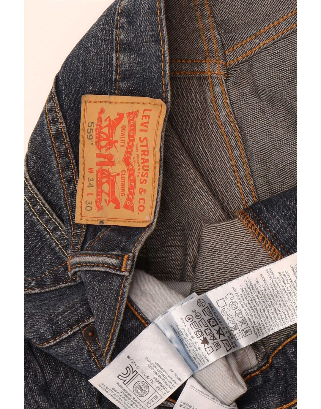 Levi's Herren 559 Straight Jeans W34 L30 Blaue Baumwolle