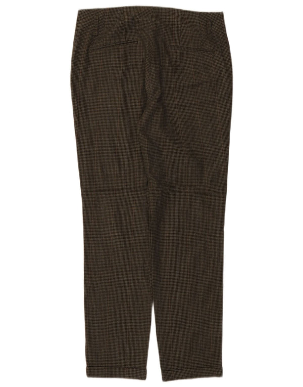 Zara Damen gerade Freizeithose XS W25 L27 grüne Hahnentritt-Viskose