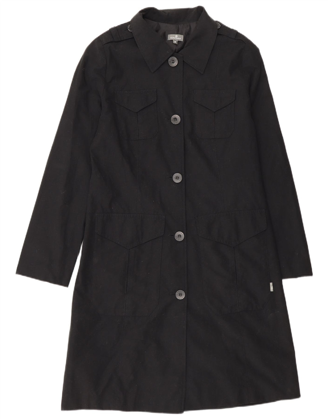 Naf Naf Damen-Militärmantel UK 12 Mittelschwarzes Polyester
