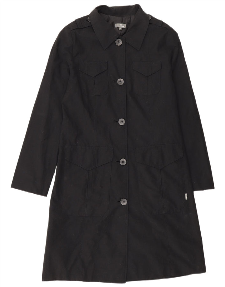 Naf Naf Damen-Militärmantel UK 12 Mittelschwarzes Polyester