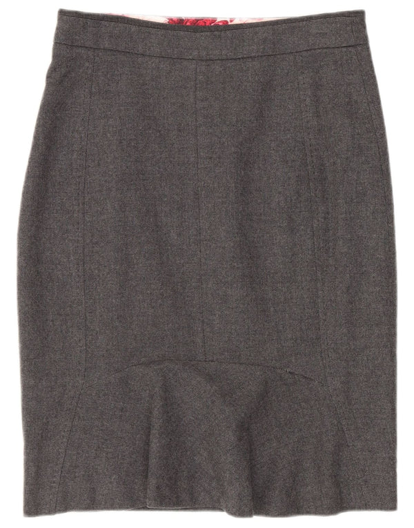 Ted Baker Damen Bleistiftrock Größe 1 XS W26 Graue Schurwolle