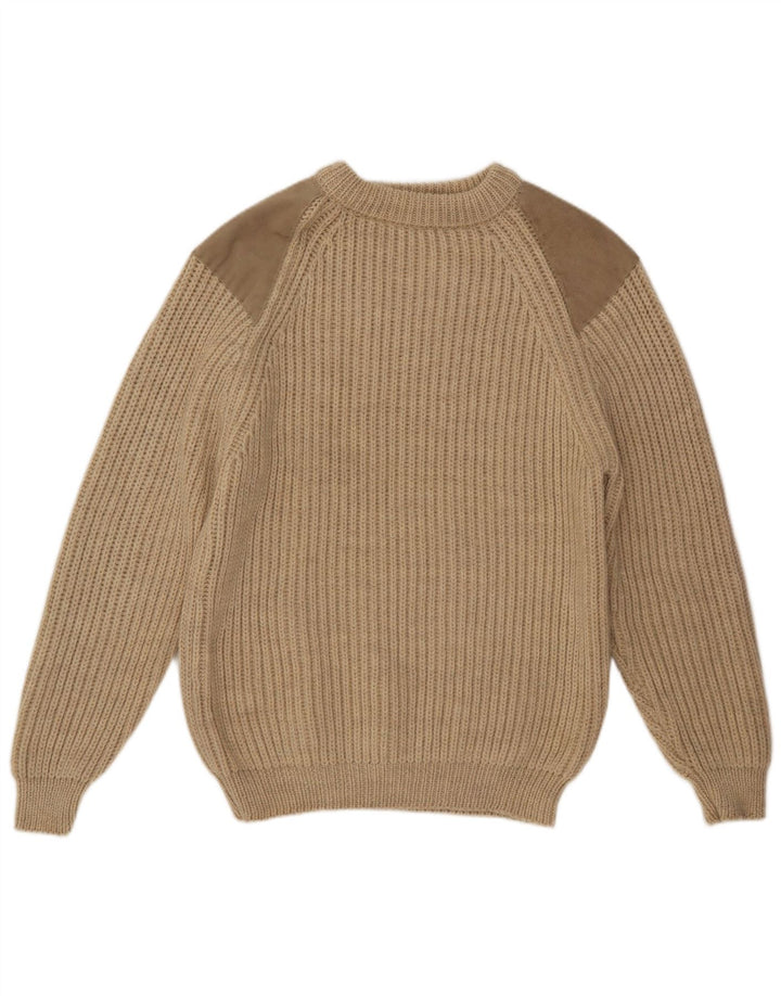 WoolOvers Damen-Pullover mit Rundhalsausschnitt, UK 16, große beige Wolle