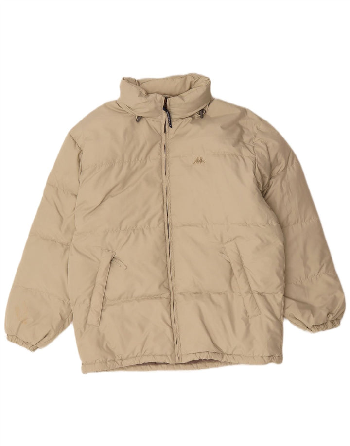 Kappa Herren-Jacke mit Kapuze, lockere Passform, gepolstert, UK 36, Größe S, Beige, Polyester