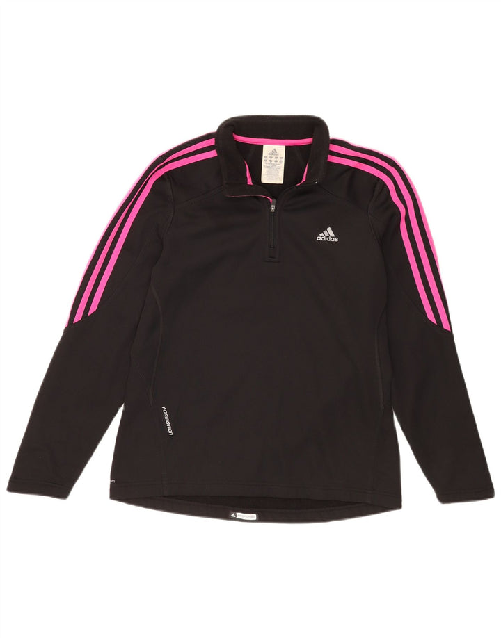 Adidas Damen-Pullover-Trainingsanzugoberteil mit Reißverschluss, UK 14, Mittelschwarzes Polyester