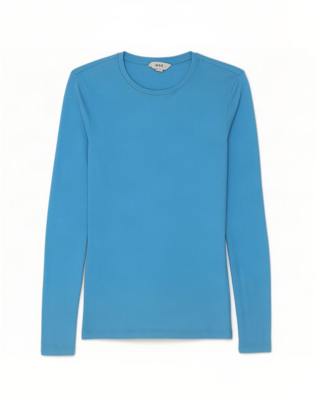 Marks & Spencer Damen Top Langarm UK 10 Small Blau Baumwolle