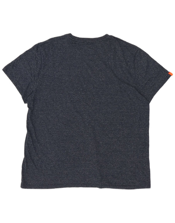 Superdry Herren T-Shirt Top 3XL Marineblau gesprenkelte Baumwolle