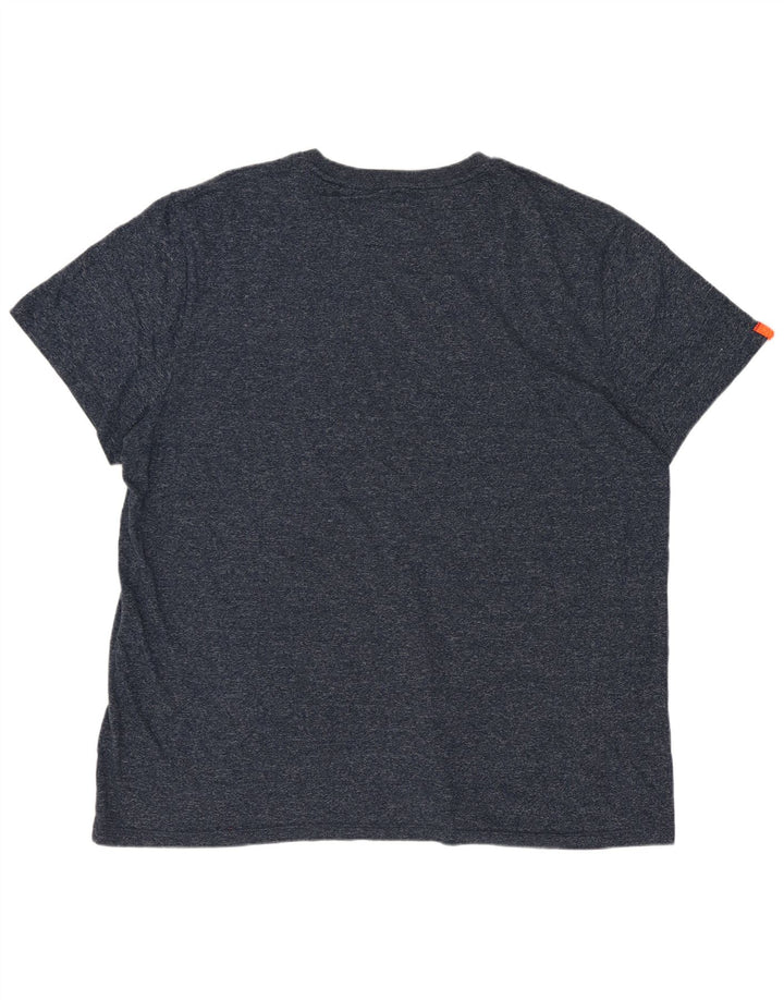 Superdry Herren T-Shirt Top 3XL Marineblau gesprenkelte Baumwolle