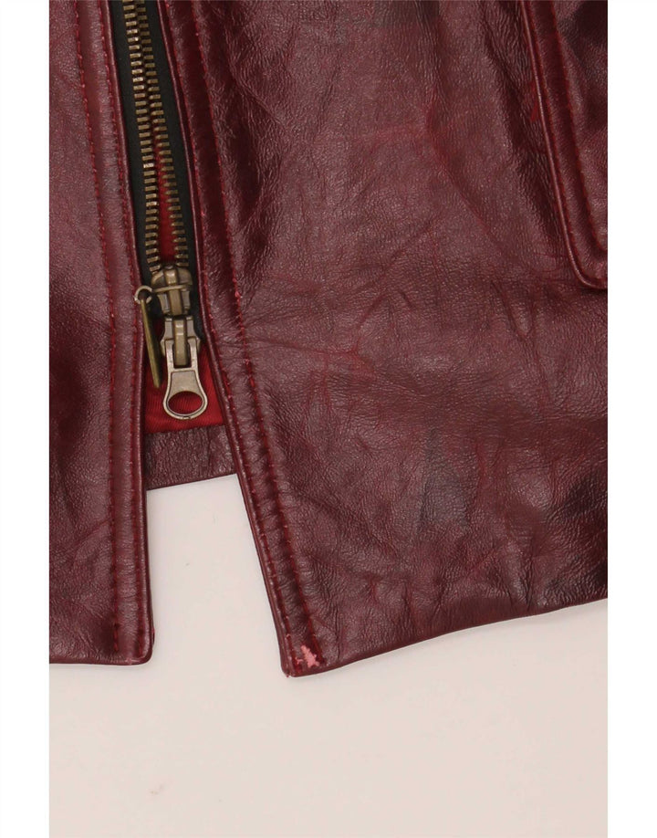 Vintage Damen Lederjacke UK 26 5XL Burgund