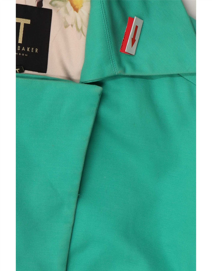 Ted Baker Damen-Trenchcoat, Größe 2, klein, grüne Baumwolle