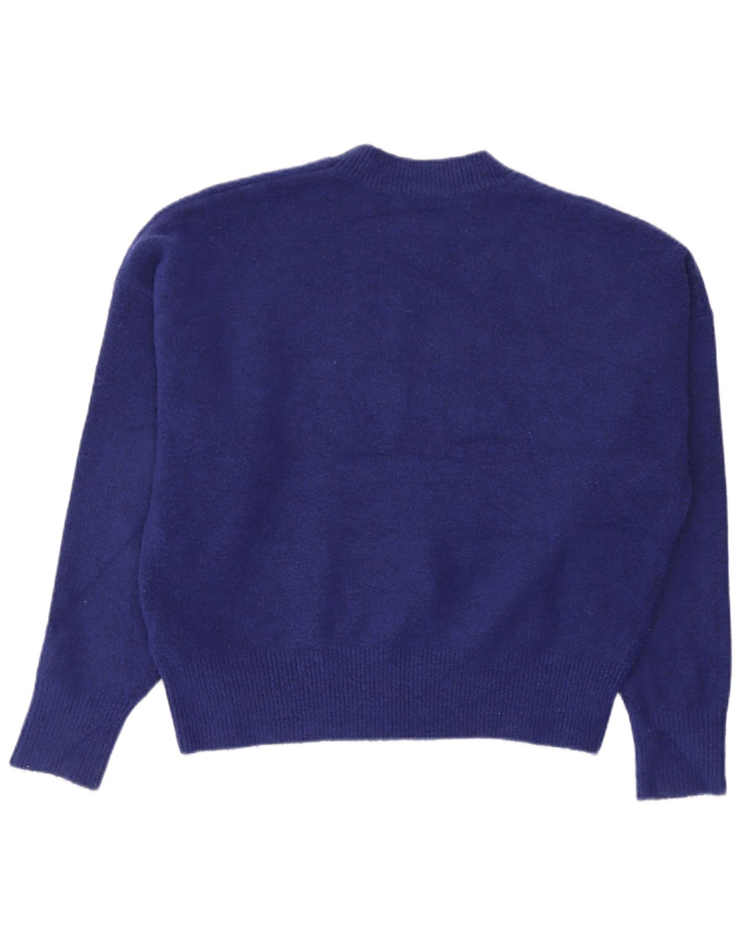 Zara Damen Übergroßer Pullover mit Rundhalsausschnitt, UK 14, mittelblaues Acryl