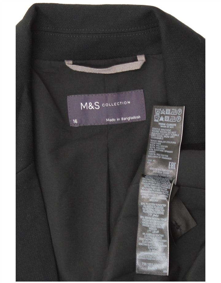 Marks & Spencer Damen-Blazerjacke mit 1 Knopf, UK 16, Größe L, Schwarz, Polyester