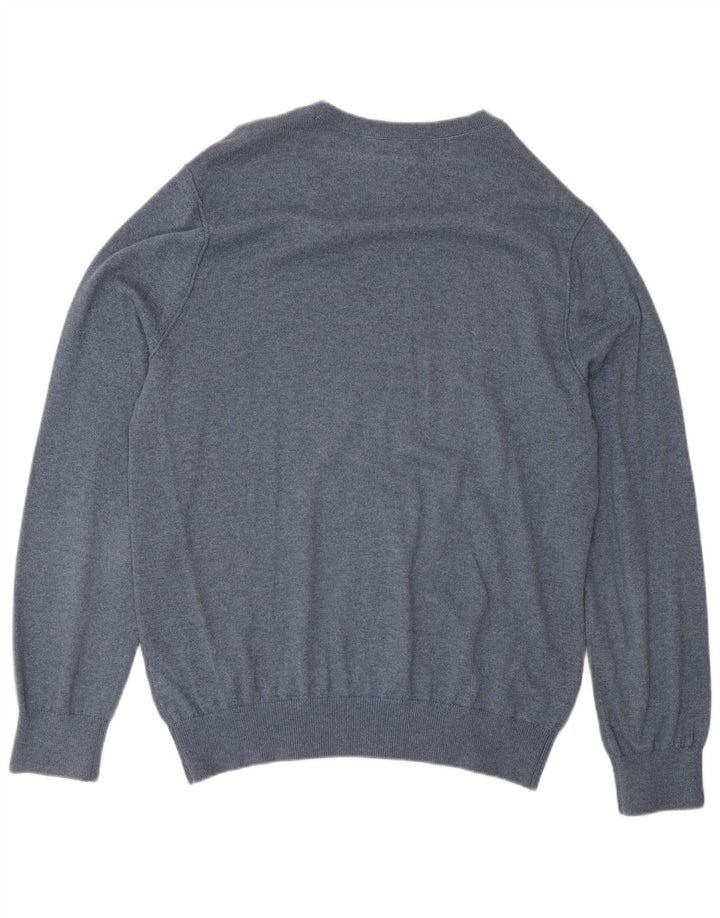 Banana Republic Herren-Pullover mit V-Ausschnitt aus mittelblauer Baumwolle