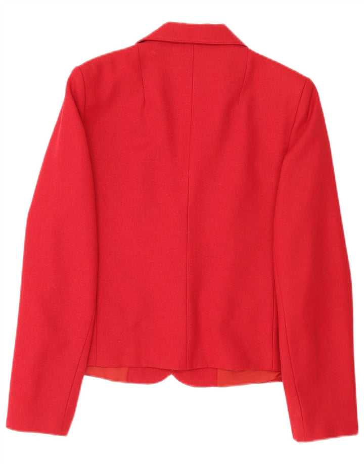 Vintage Damen 2-Knopf-Blazerjacke UK 14 Mittelrotes Polyester