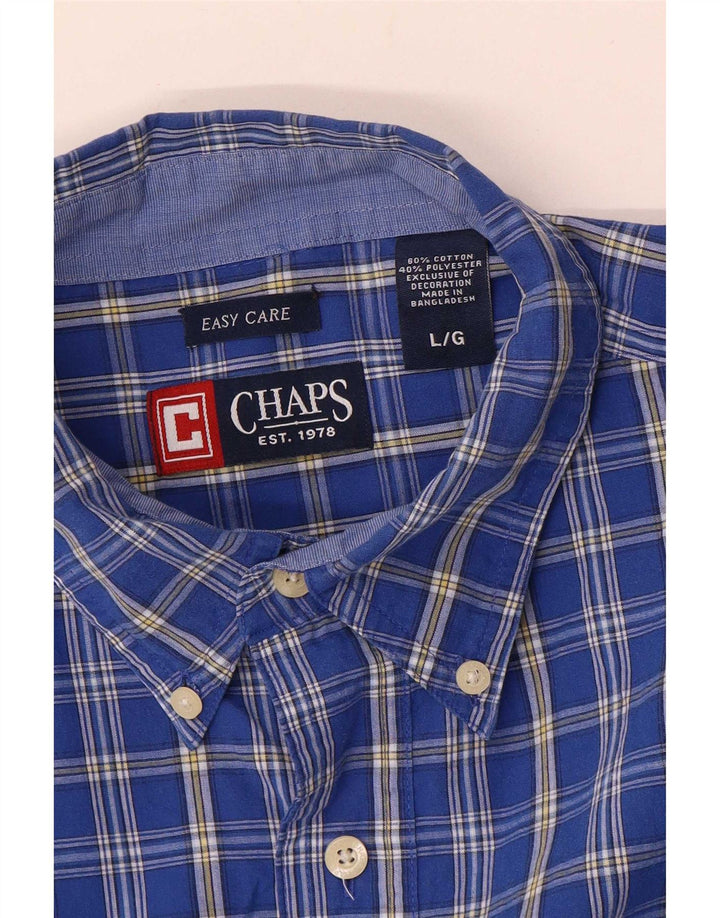Chaps Herren-Hemd, pflegeleicht, groß, blau kariert, Baumwolle