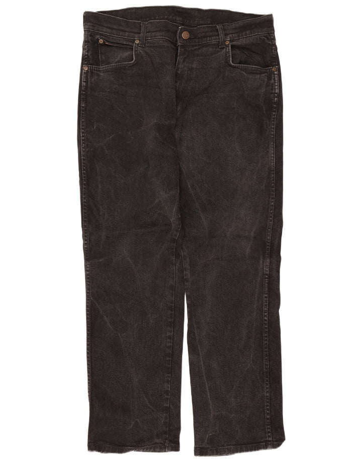Wrangler Herren Texas Stretch Straight Jeans W36 L30 Schwarze Baumwolle