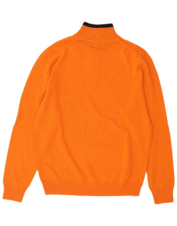 Sergio Tacchini Herren-Pullover mit Reißverschluss am Hals, große orangefarbene Wolle