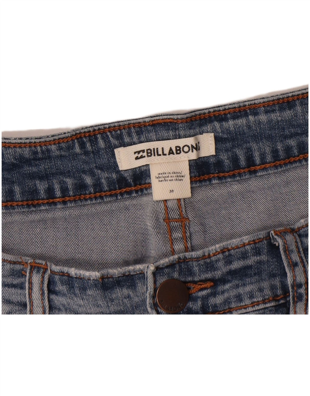 Billabong Damen Jeansrock W30 mittelblaue Baumwolle