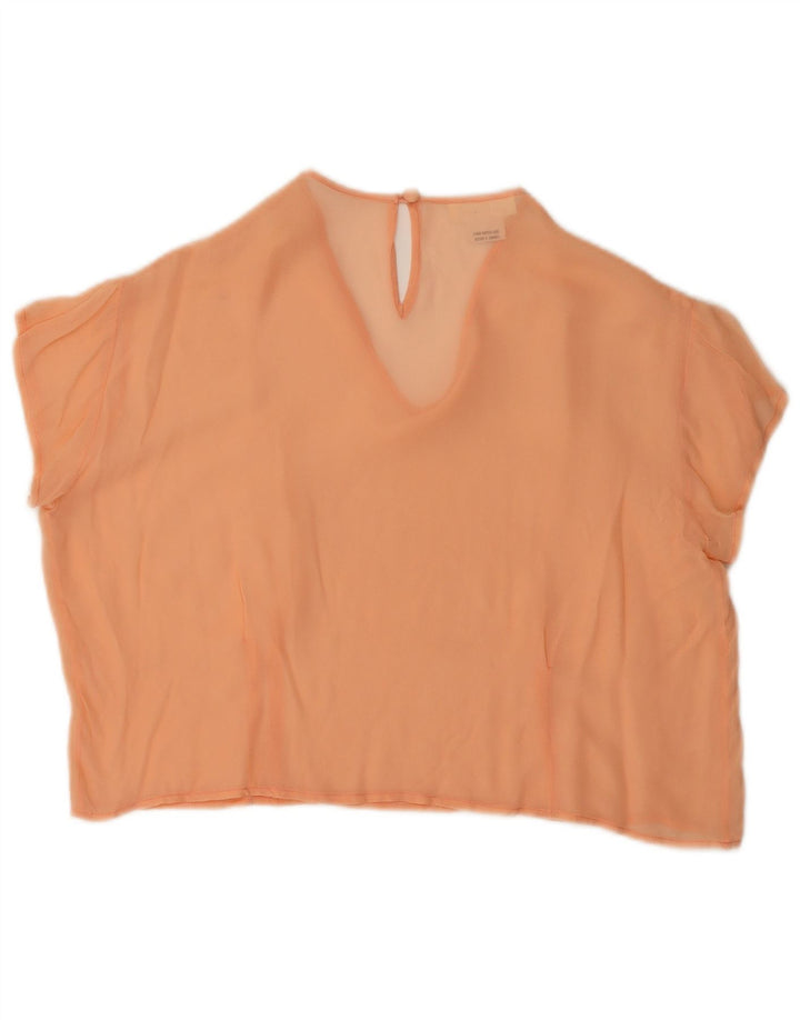 Vintage Damen Crop Bluse Top IT 44 Mittelorange Seide
