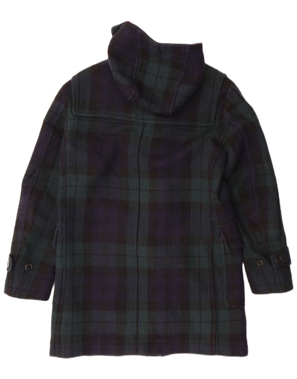 Uniqlo Mens Hooded Duffle Coat UK 36 Small Navy Blue Check