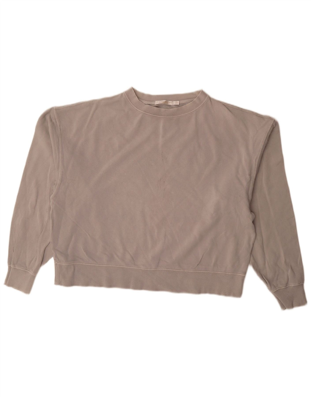 Übergroßer Sweatshirt-Pullover für Damen von Zara, Größe 40, Größe L, Grau, Baumwolle