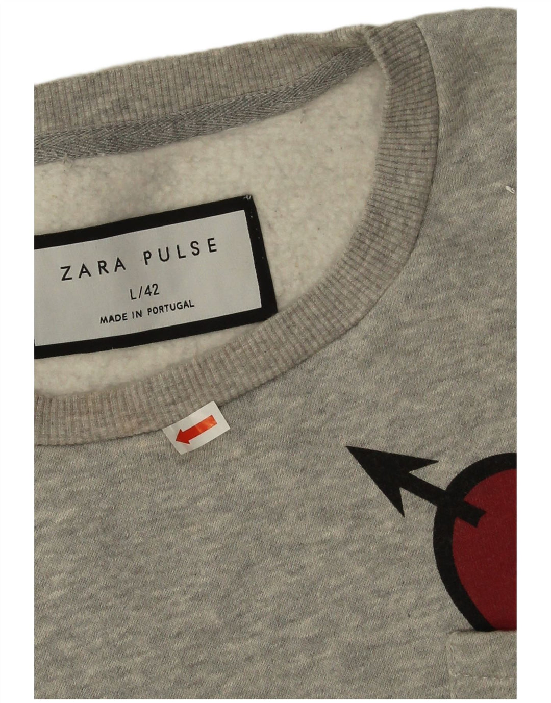 Zara Herren-Sweatshirt-Pullover, großes grau geflecktes Herz