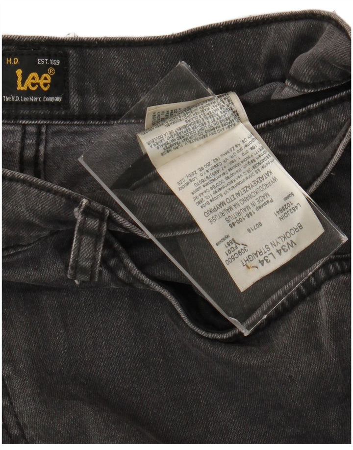 Lee Herren Brooklyn Straight Jeans W34 L30 Graue Baumwolle