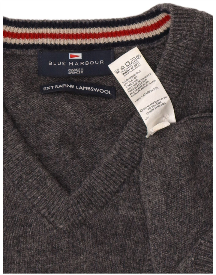 Marks & Spencer Herren Blue Harbor V-Ausschnitt Pullover Pullover Mittelgrau meliert