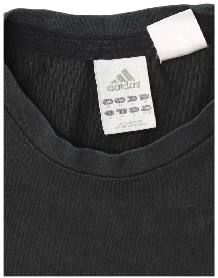 ADIDAS Damen Grafik T-Shirt Top UK 14 Medium Schwarz Baumwolle
