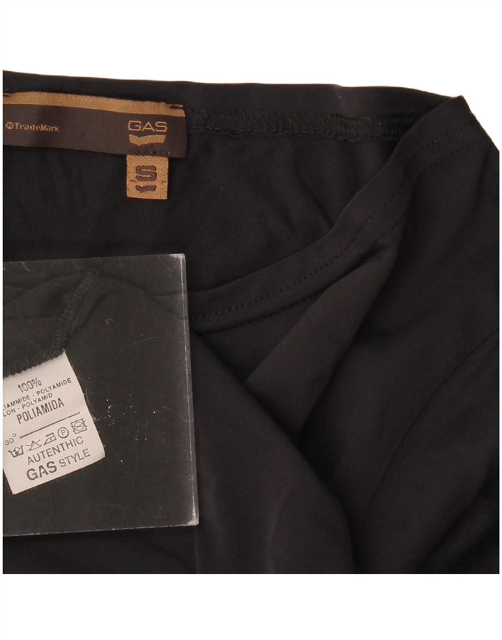 Gas Damen Crop Top Langarm UK 10 Small Schwarz Polyamid